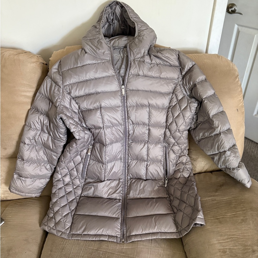 Michael Kors Silver Quilted Puffer Jacket